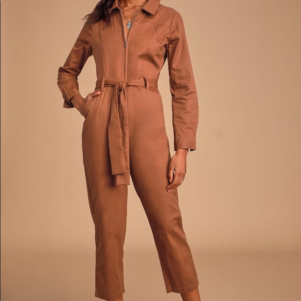 Life's Amazing Rust Brown Long Sleeve Jumpsuit